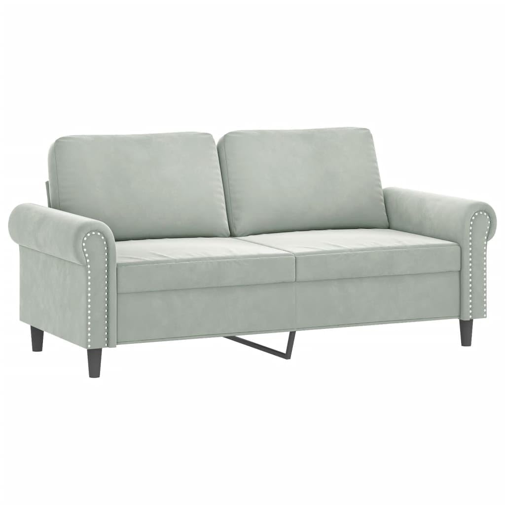 Light Gray Velvet 2 Piece Sofa Set with Throw Pillows W18042