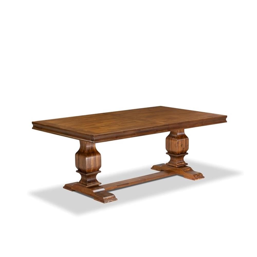 9-Piece Acacia Wood Dining Table Set with Beige PU Leather Chairs U66284