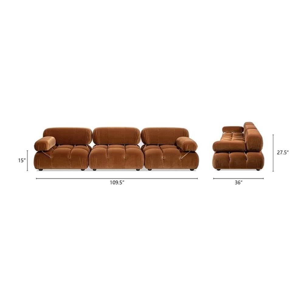Burnt Orange Velvet 3-Piece Modular Sofa Z438