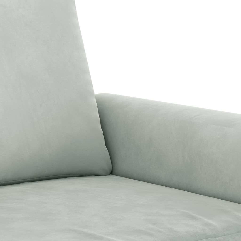 Light Gray Velvet 2 Piece Sofa Set with Throw Pillows W18042