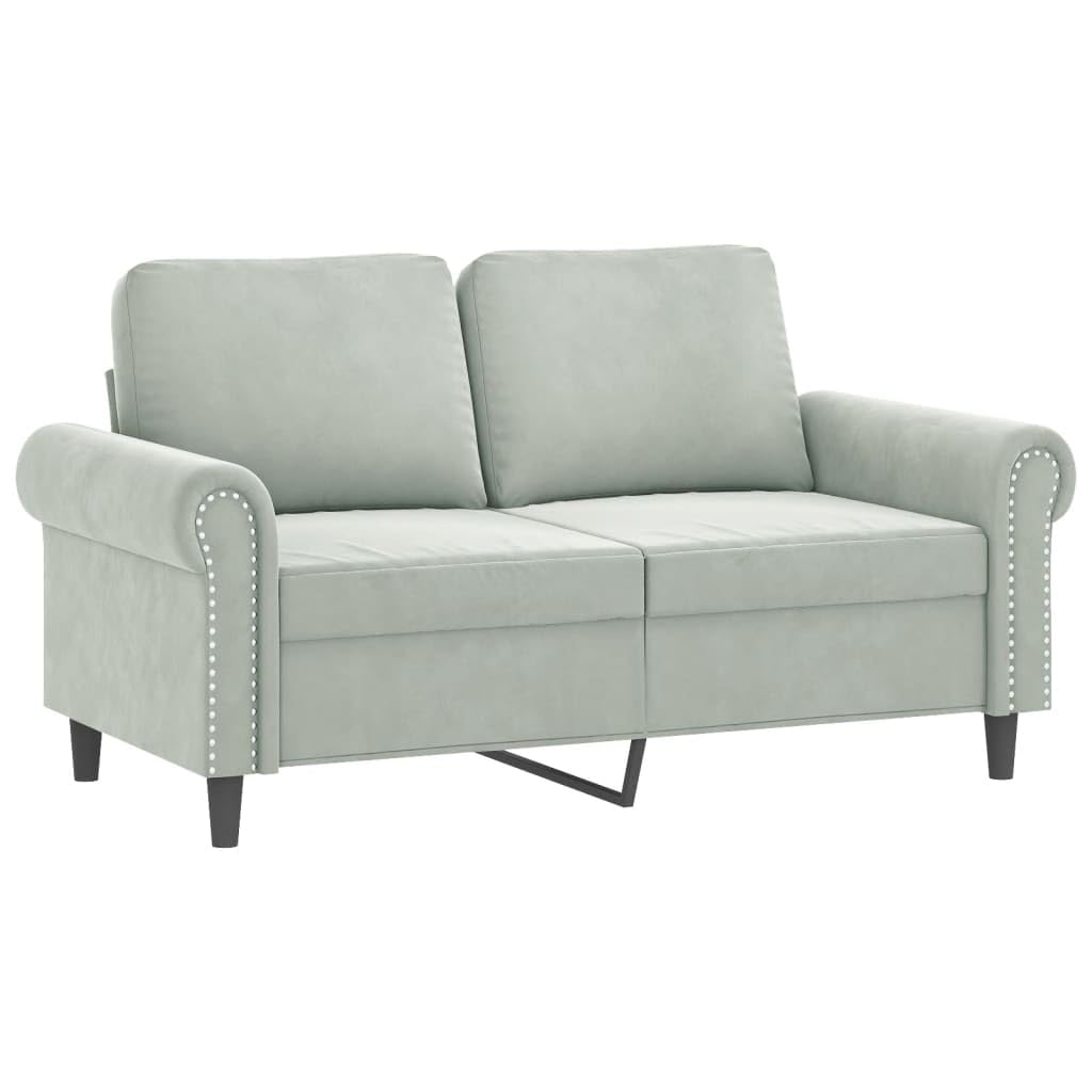 Light Gray Velvet 2 Piece Sofa Set with Throw Pillows W18042