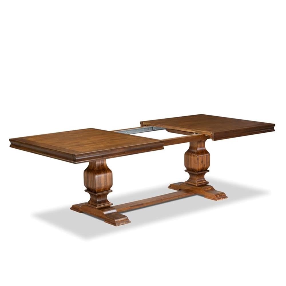 9-Piece Acacia Wood Dining Table Set with Beige PU Leather Chairs U66284