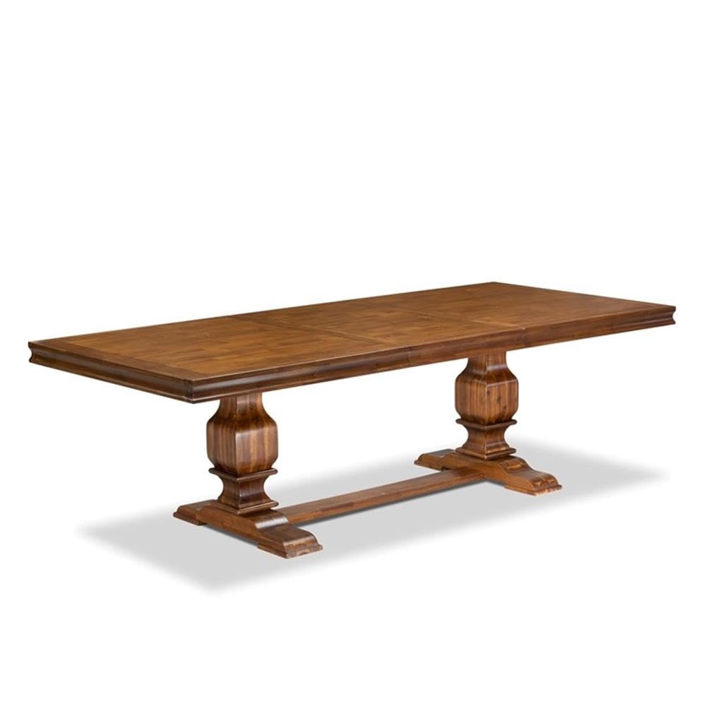 9-Piece Acacia Wood Dining Table Set with Beige PU Leather Chairs U66284