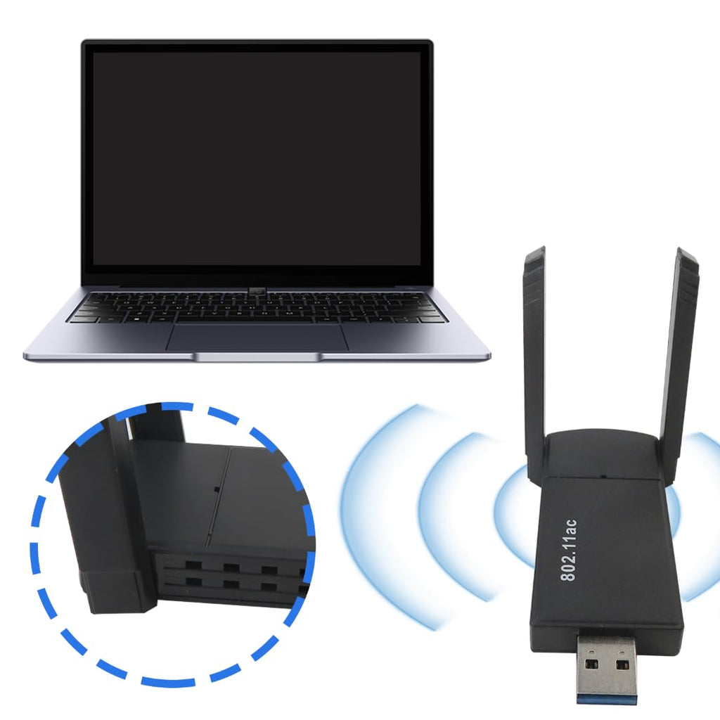 Wireless USB Adapter 1300Mbps Dual Antennas 5G/2.4G WiFi Adapter D254783