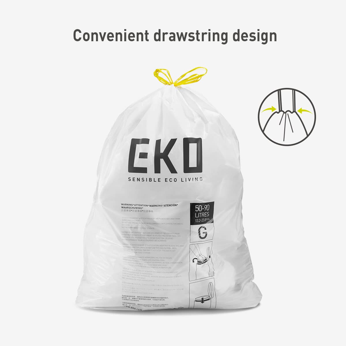 21 Gallon 60 Count Drawstring Unscented Trash Bags F7042