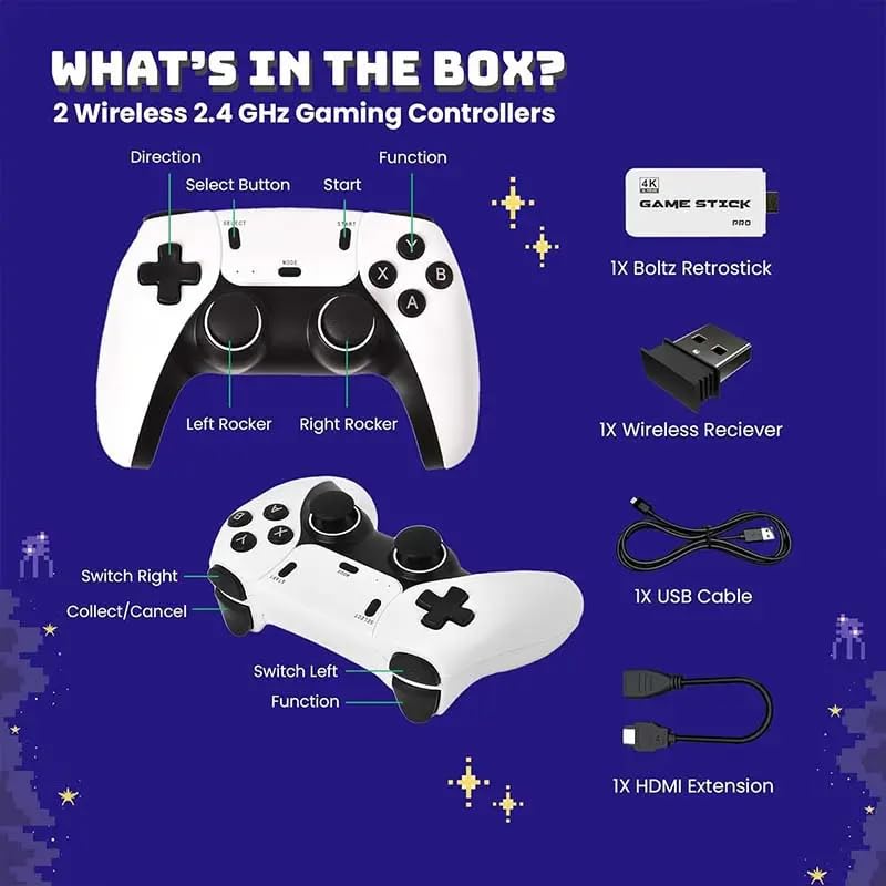 4K Wireless Retro Game Stick with 40000 Games and 26 Emulators J8607