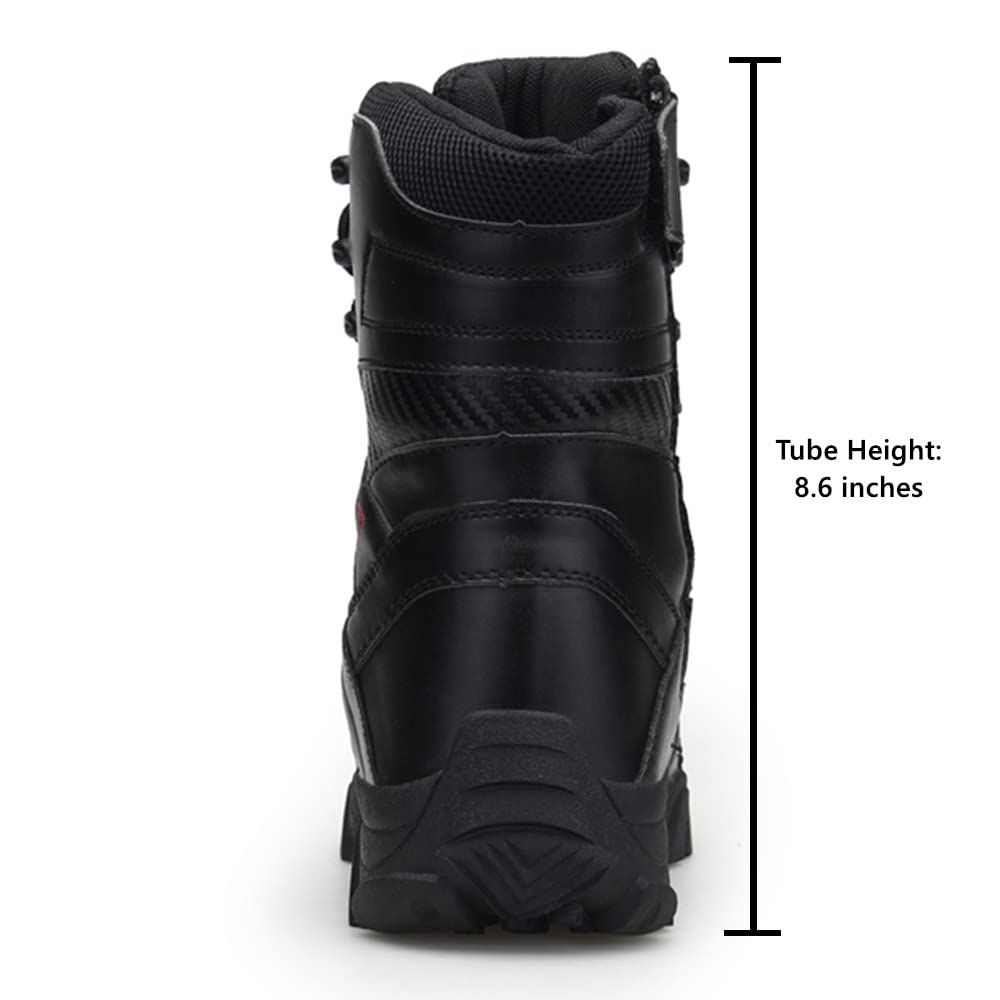 Black Waterproof Leather Side Zip Hiking Boots K853
