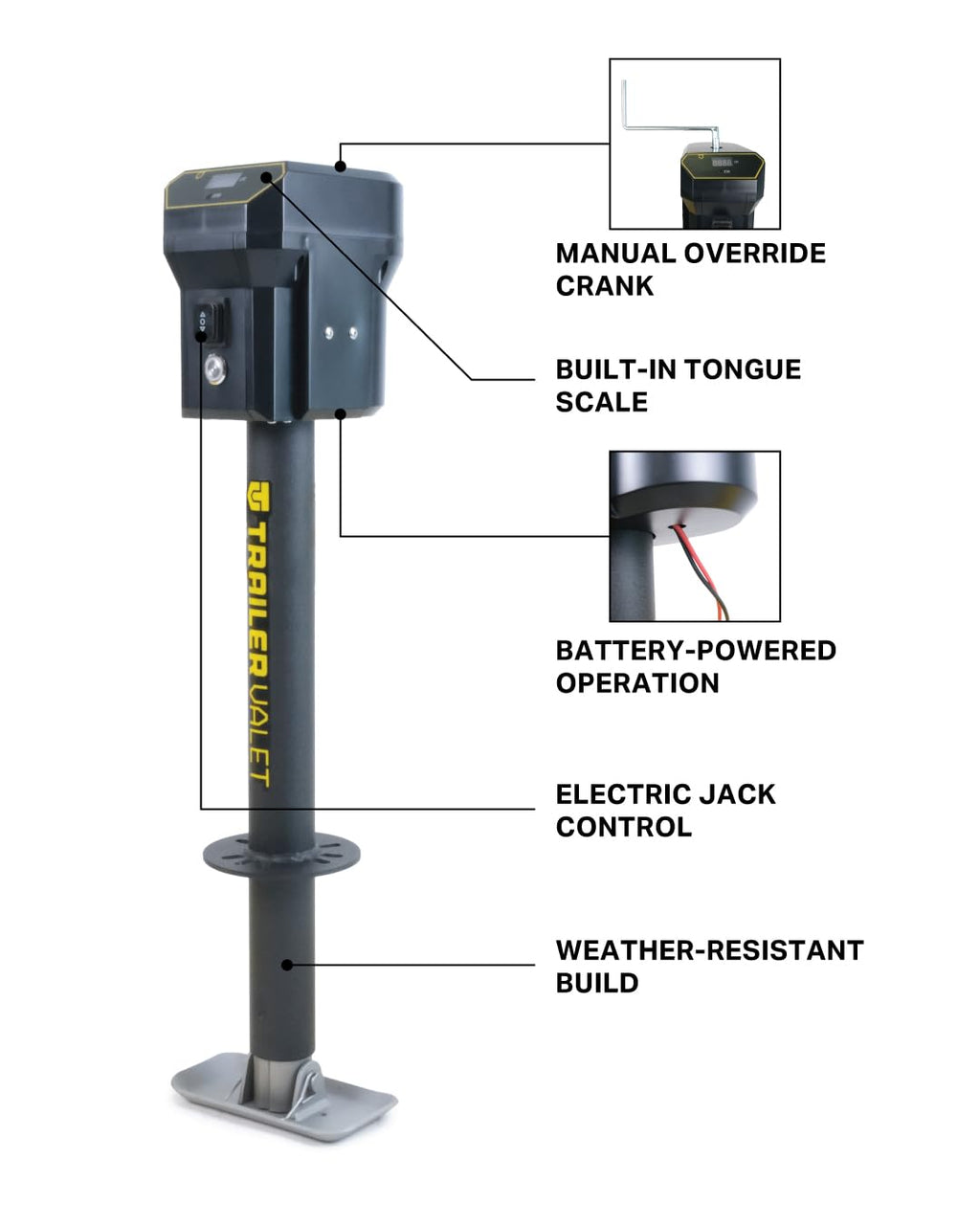 Electric Trailer Jack with Tongue Weight Scale, 3,500 LB Lift Capacity S53550