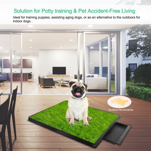 Indoor Outdoor Dog Potty with Artificial Turf Grass Mat 25x20 in E32158