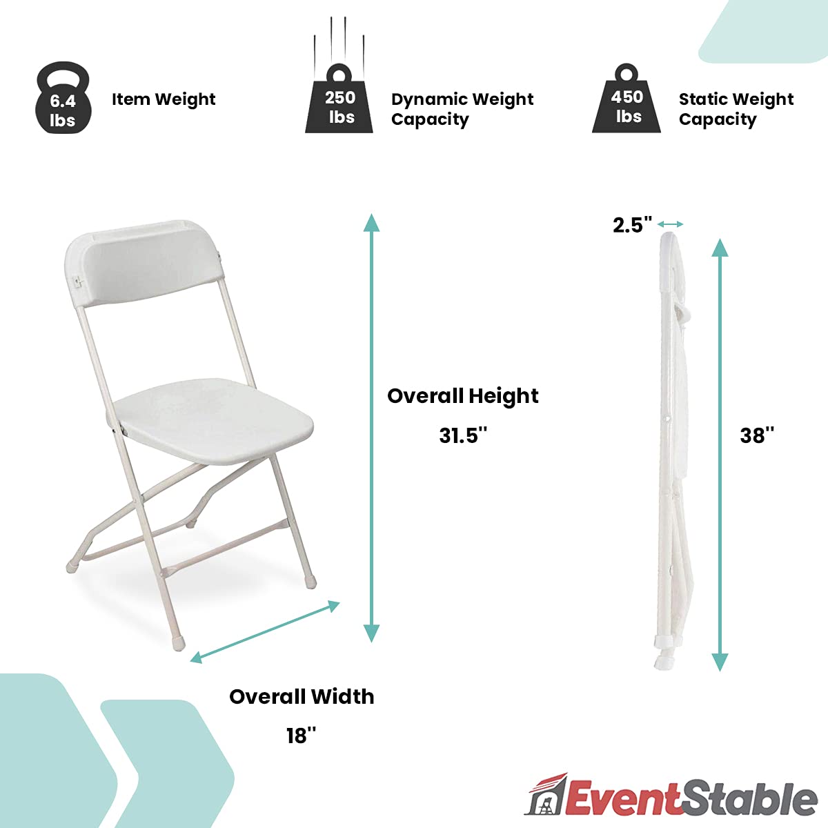 White Stackable Plastic Folding Chair 10-Pack R882