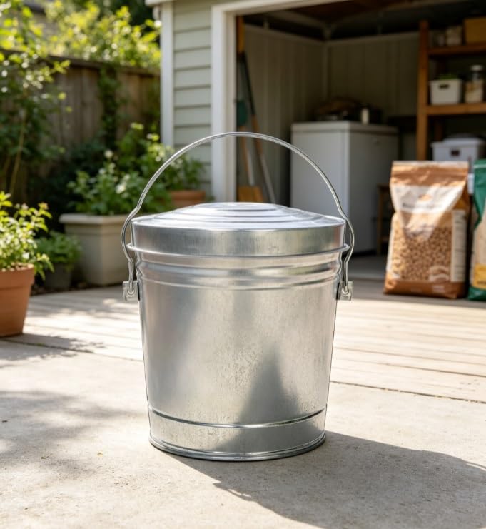 6 Gallon Galvanized Steel Storage Can with Locking Lid K7955
