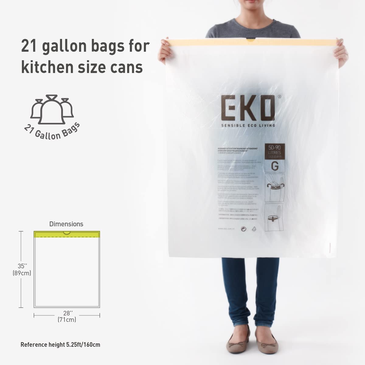 21 Gallon 60 Count Drawstring Unscented Trash Bags F7042