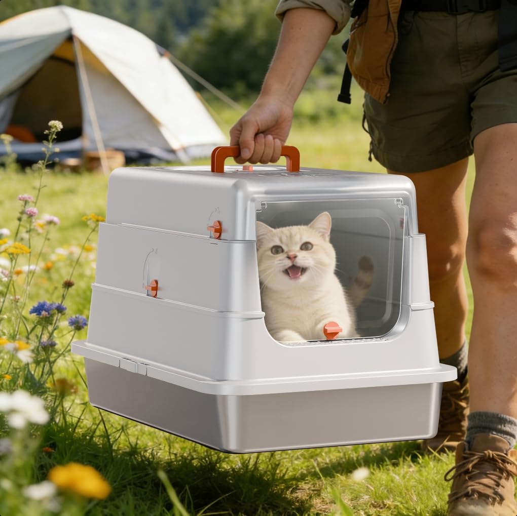 Stainless Steel Extra Large Enclosed Cat Litter Box X3136