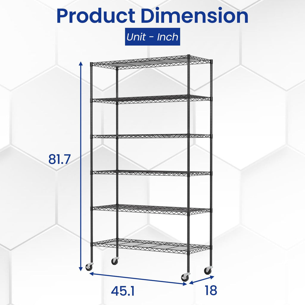 Black Adjustable Metal Wire Shelving Unit N1075
