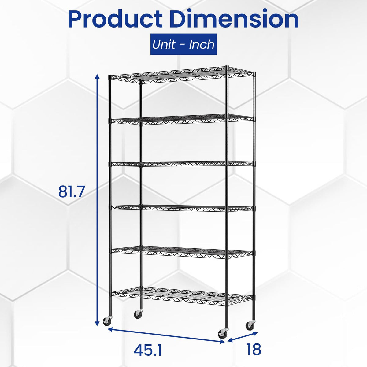 Black Adjustable Metal Wire Shelving Unit N1075