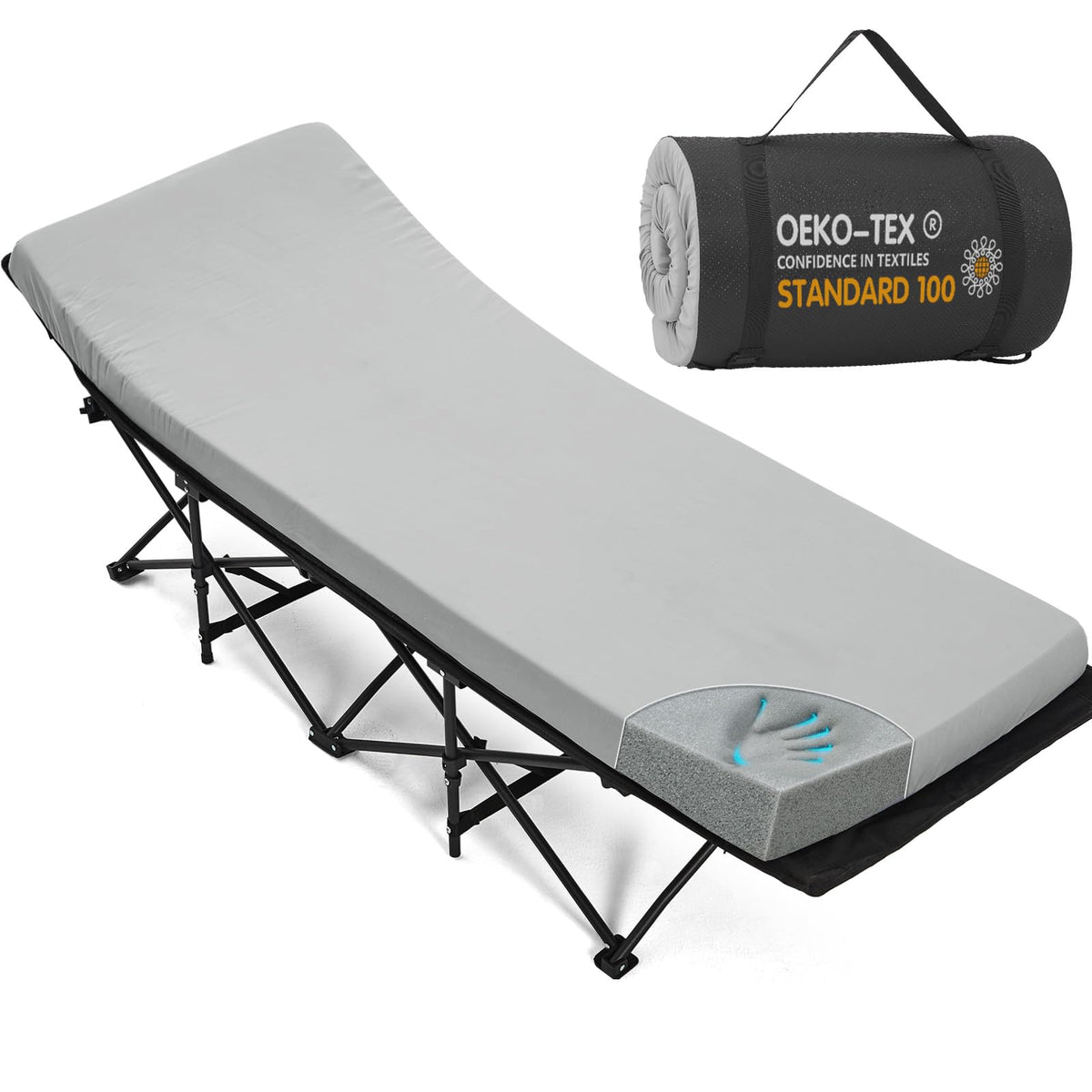 2 Inch Memory Foam Camping Cot Pad with Removable Cover Q528