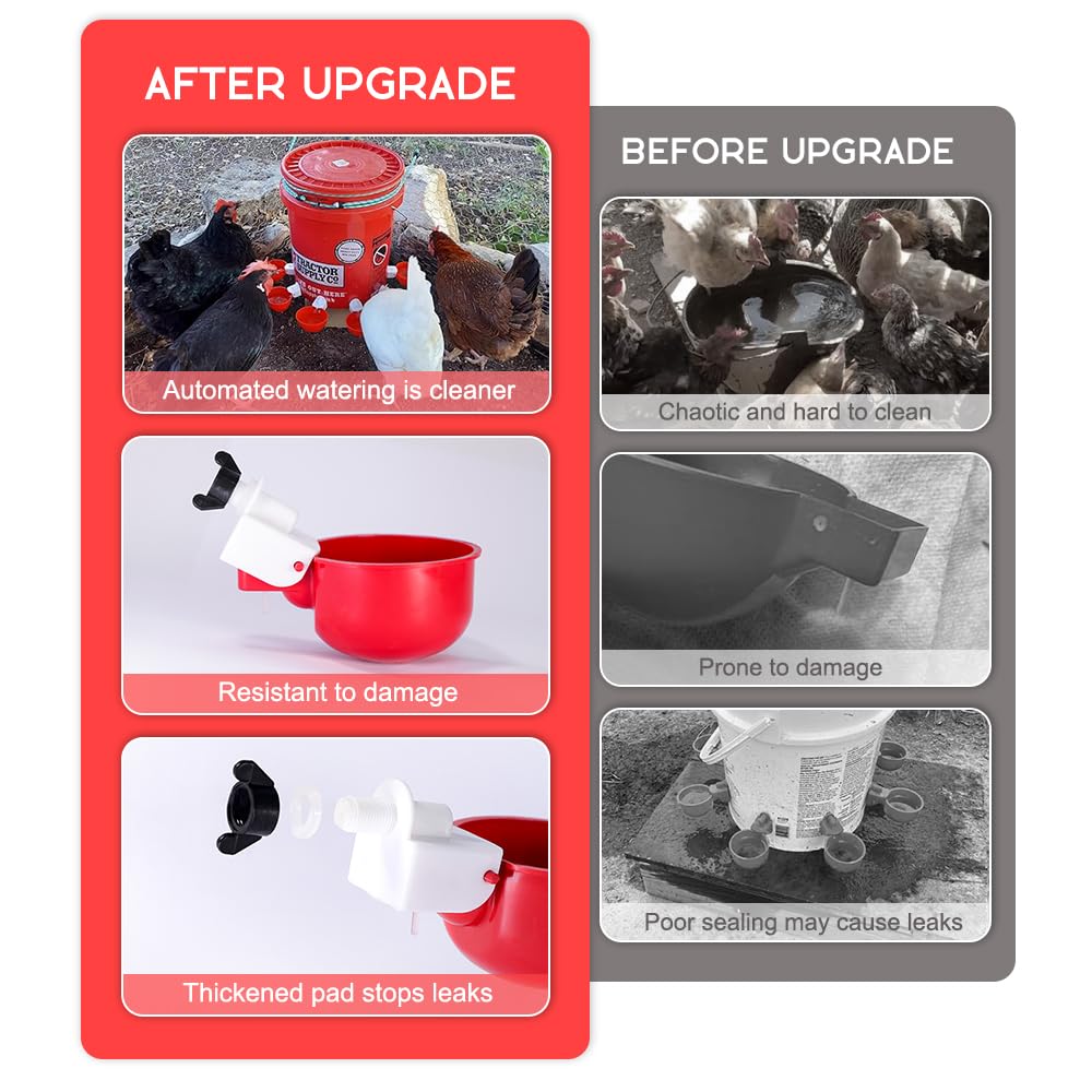 32 Pack Automatic Poultry Waterer Cups with Mounting Hole Opener M460339