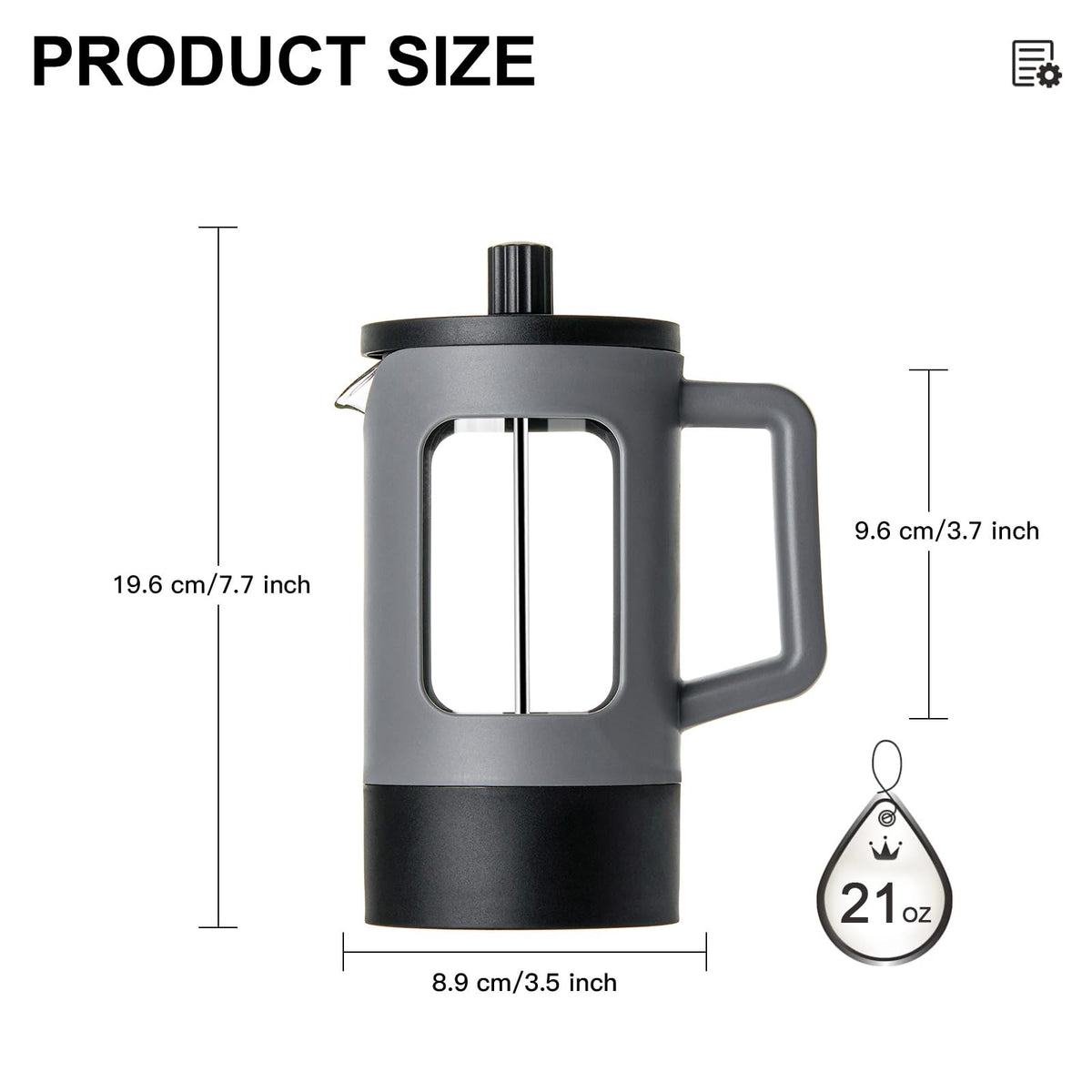 21 oz Heat-resistant Borosilicate Glass French Press Coffee Maker C276