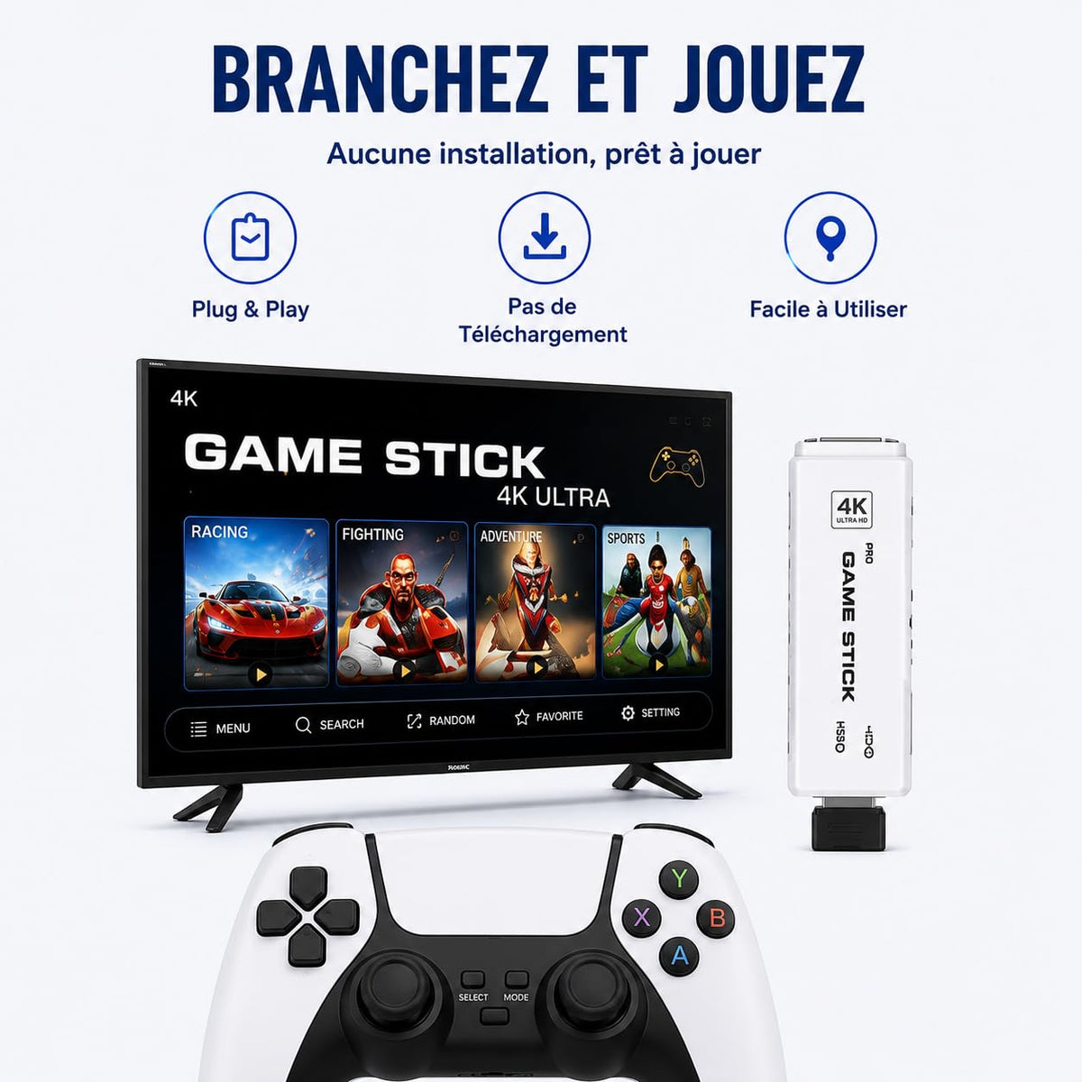 Wireless Retro Game Console with 2 Black Controllers Y476