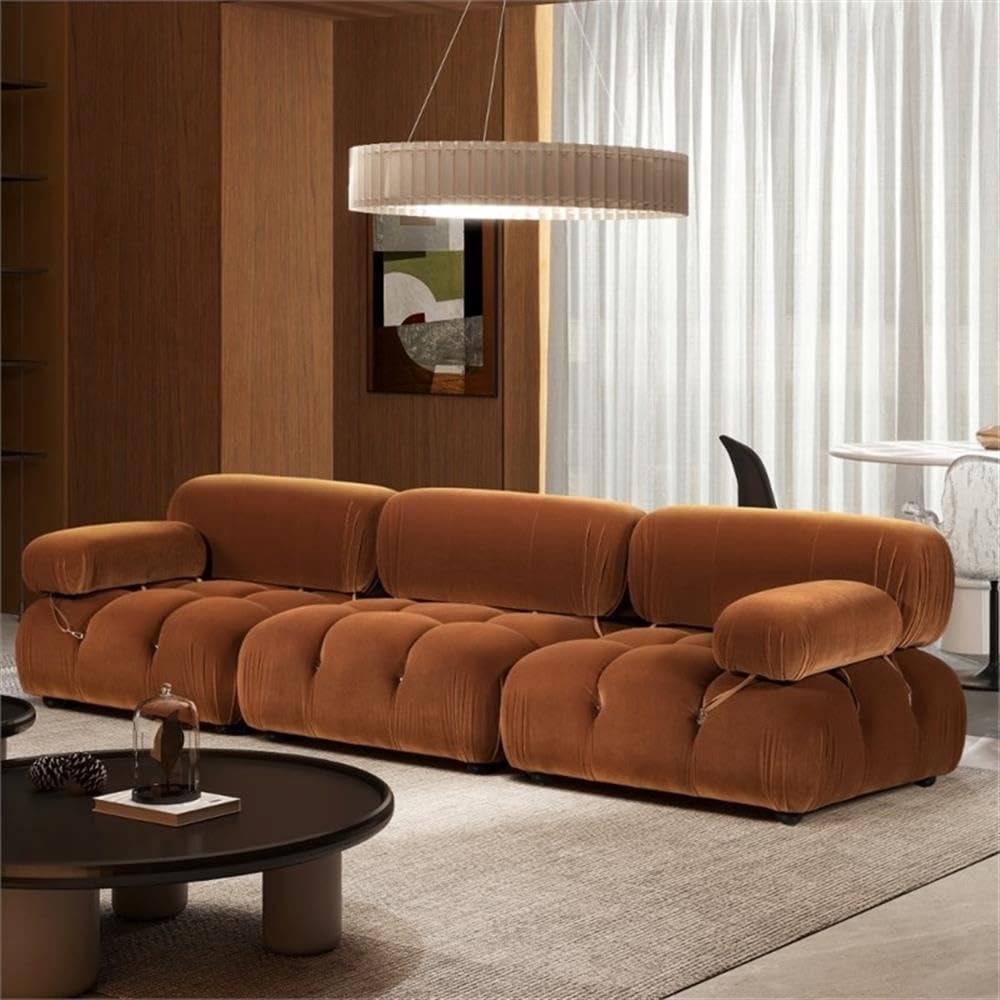 Burnt Orange Velvet 3-Piece Modular Sofa Z438