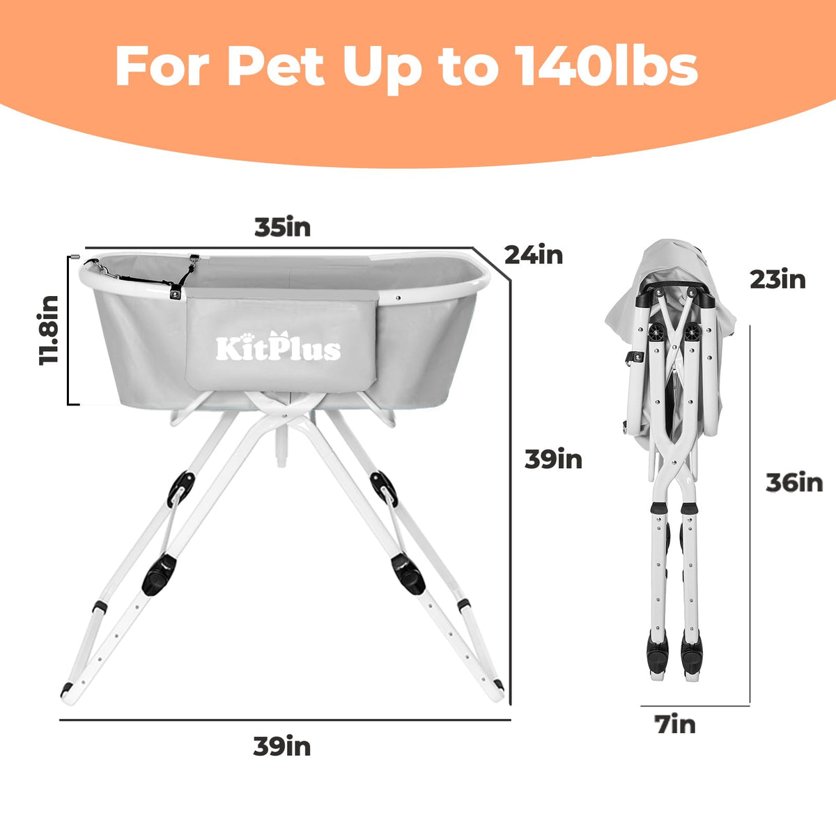 Portable 5 Height Adjustable Dog Bathtub O525464