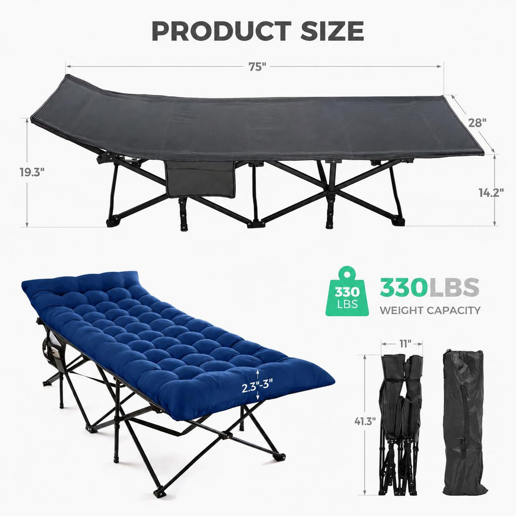 Folding Camping Cot with Mattress L12523