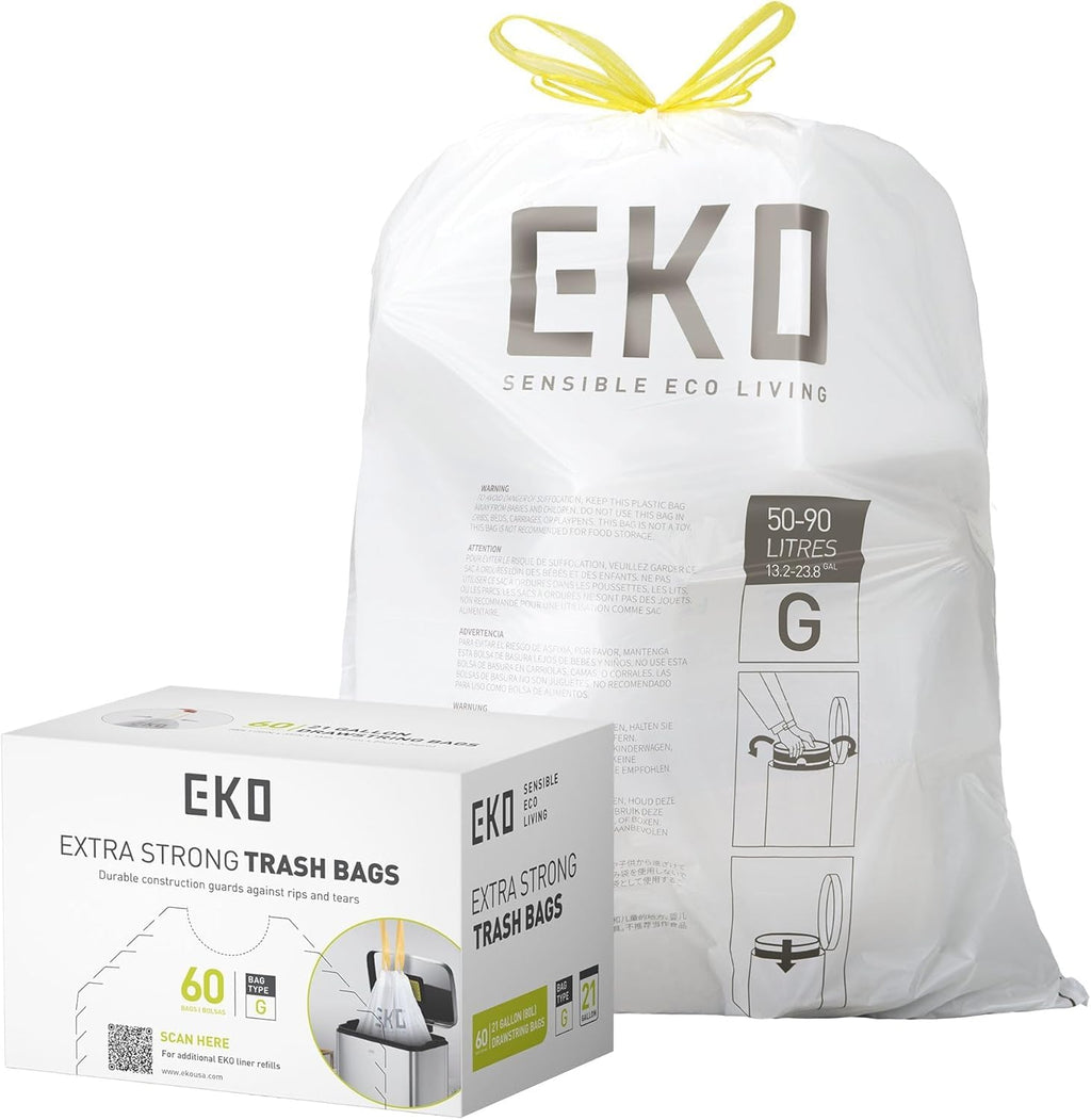 21 Gallon 60 Count Drawstring Unscented Trash Bags F7042