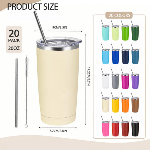 20 Pack Stainless Steel Vacuum Insulated Tumbler 20oz I608