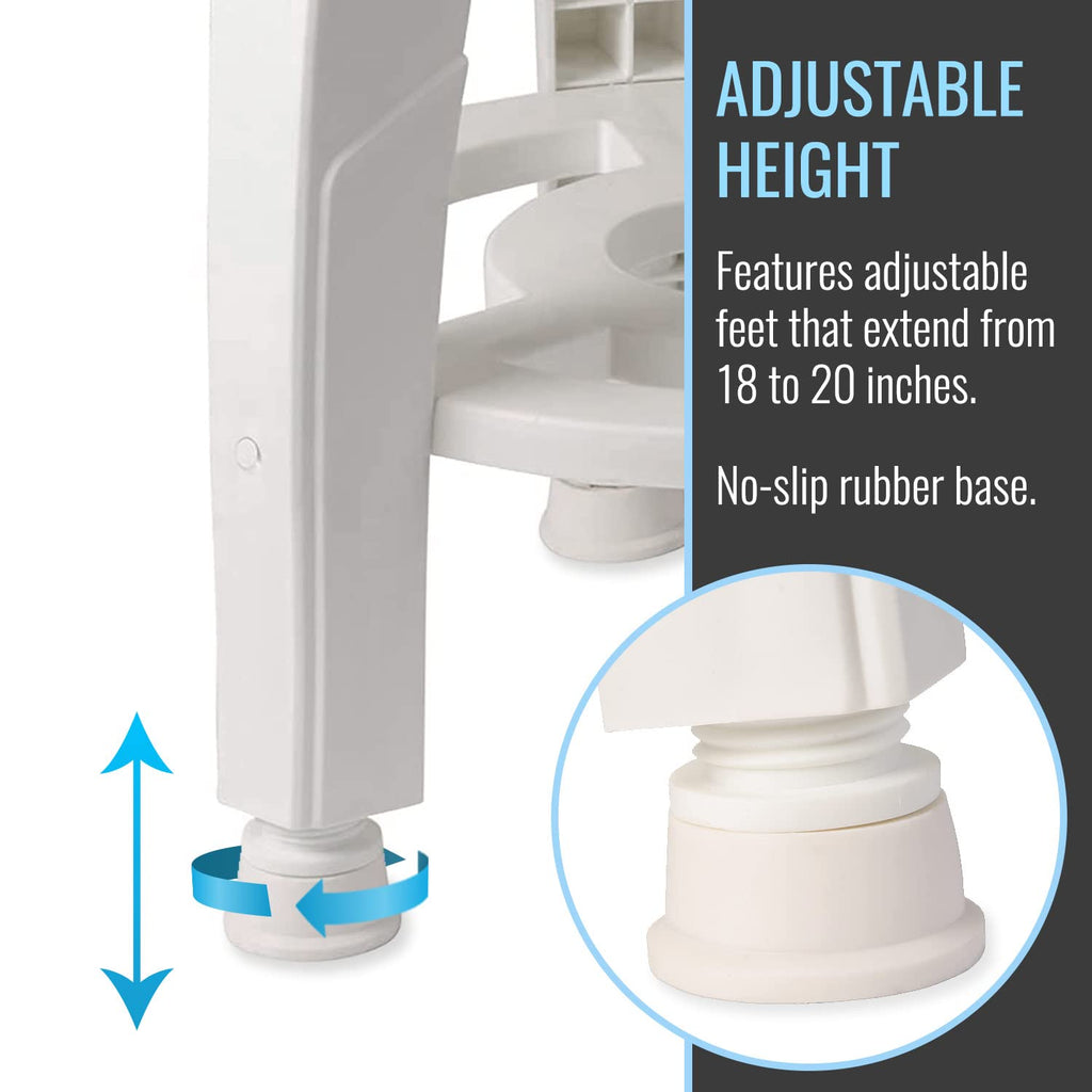 White Swivel Shower Stool Seat with Storage Shelf G83845