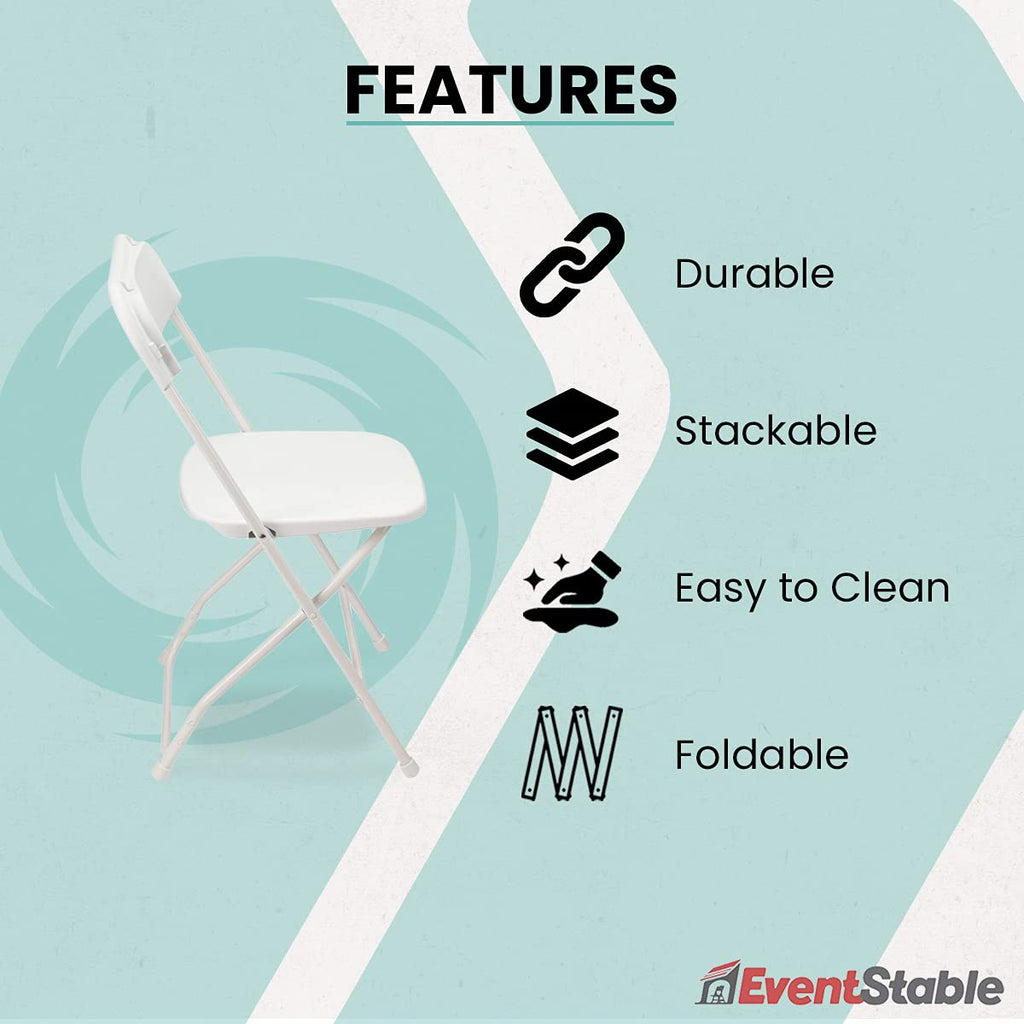 White Stackable Plastic Folding Chair 10-Pack R882