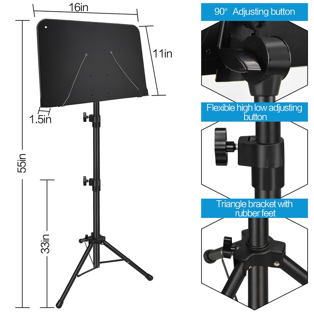 Adjustable Sheet Music Stand with Carry Bag U469191