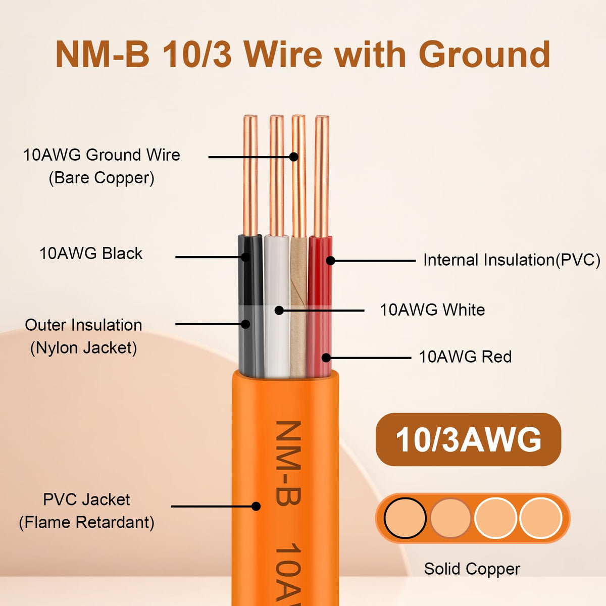 Solid Indoor Electrical Wire 100 FT Orange X236675
