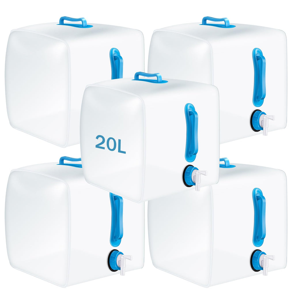 5 Pcs 5.3 Gallon Collapsible Water Container with Spigot M93145