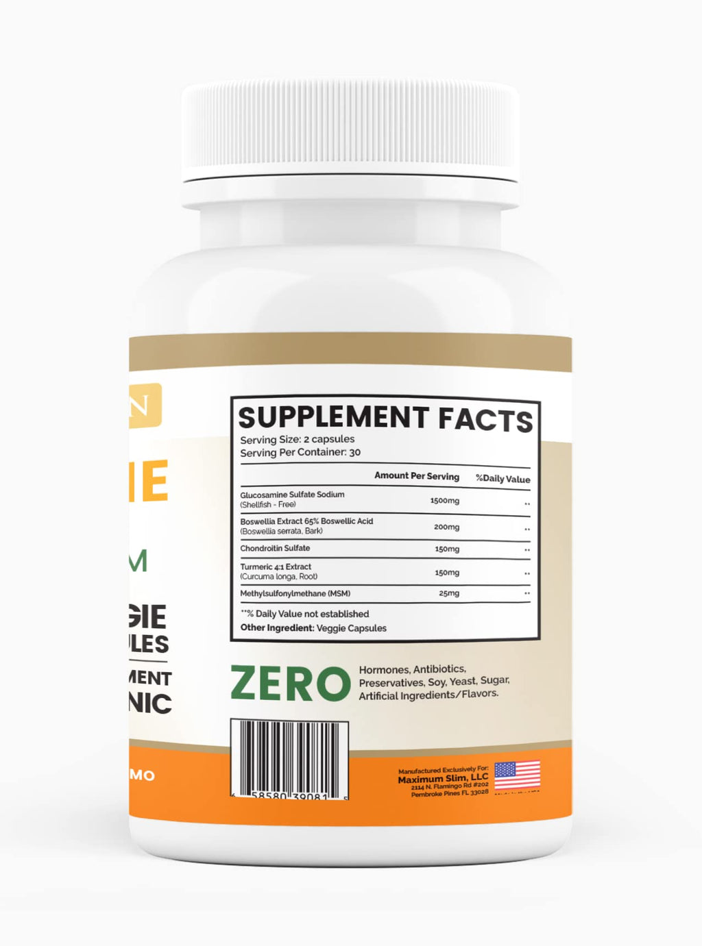 Glucosamine Chondroitin Turmeric MSM 60 Veggie Capsules Q638