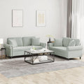 Light Gray Velvet 2 Piece Sofa Set with Throw Pillows W18042