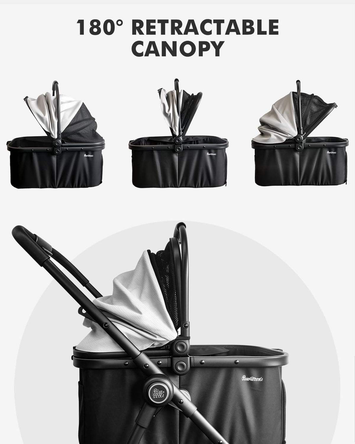 Black Foldable Pet Stroller with Detachable Carrier L6460
