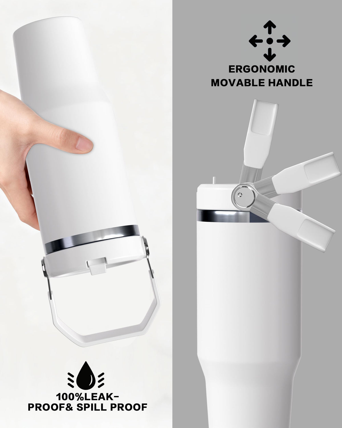 30oz Sublimation Blank Tumbler with Handle and Flip Straw X6037