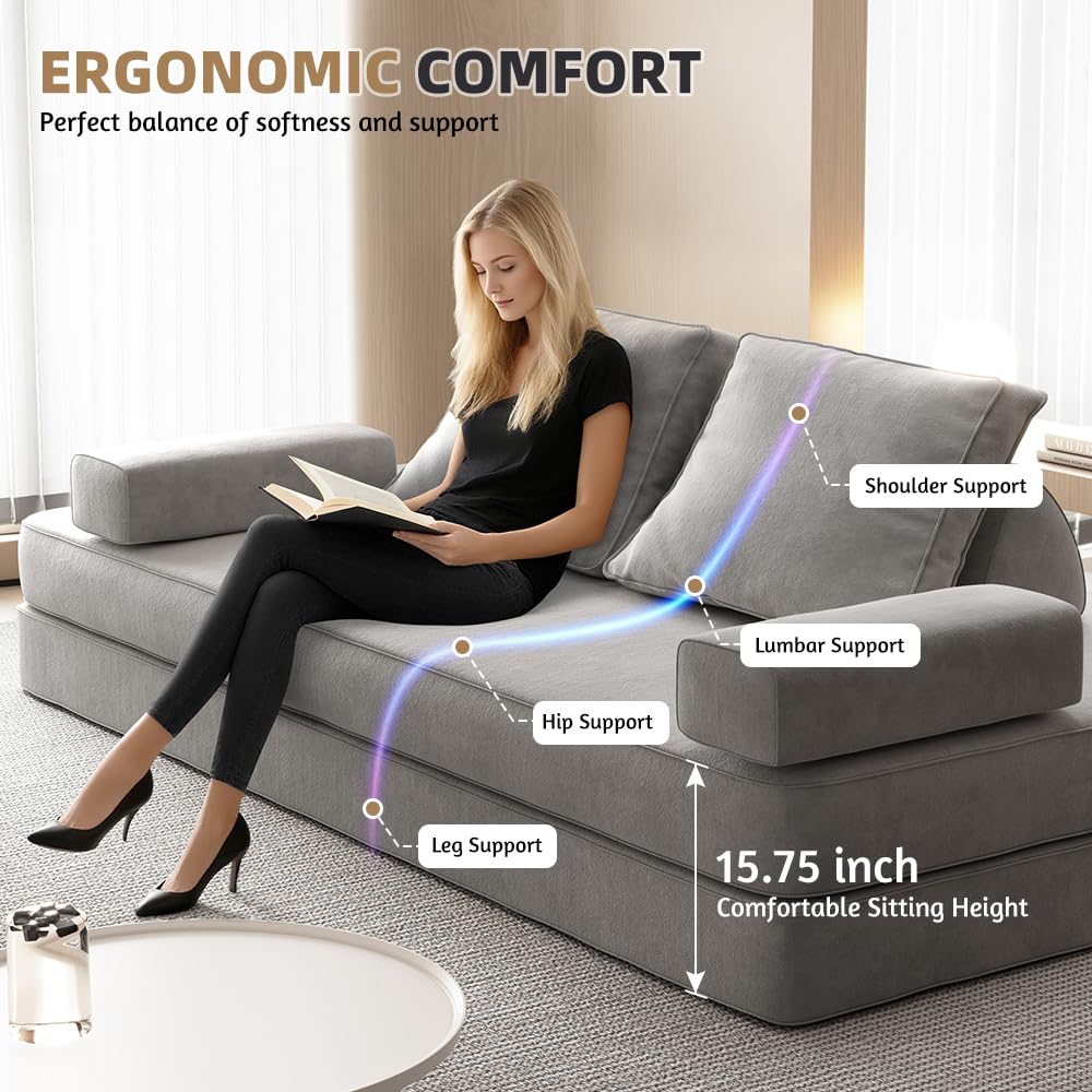 Light Gray Convertible Sofa Bed W581