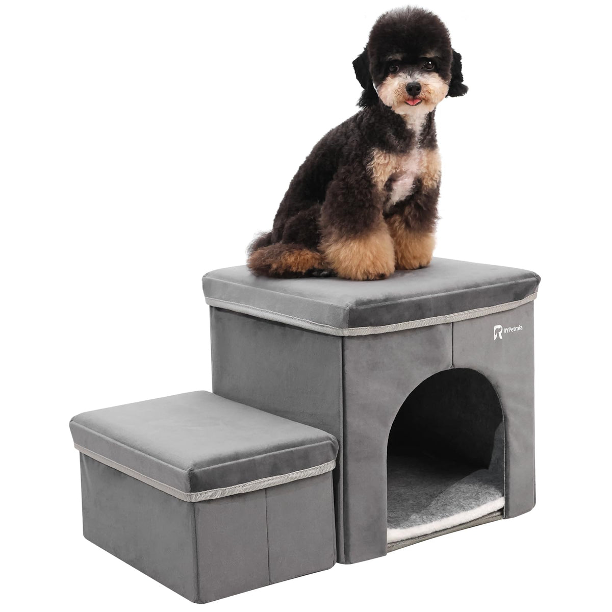 Foldable Pet Stairs with House & Storage E65048