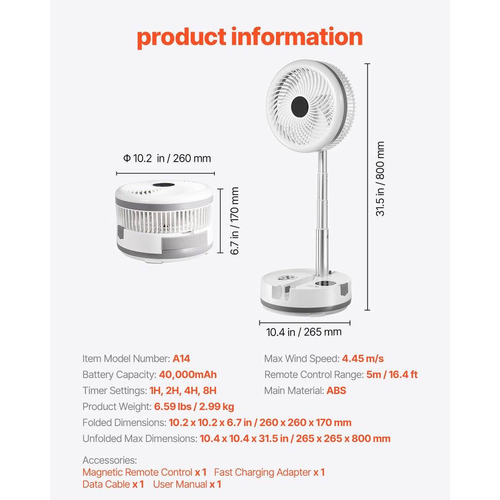 10 Inch Foldable Oscillating Fan with Remote U872