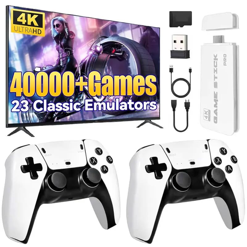 4K Wireless Retro Game Stick with 40000 Games and 26 Emulators J8607