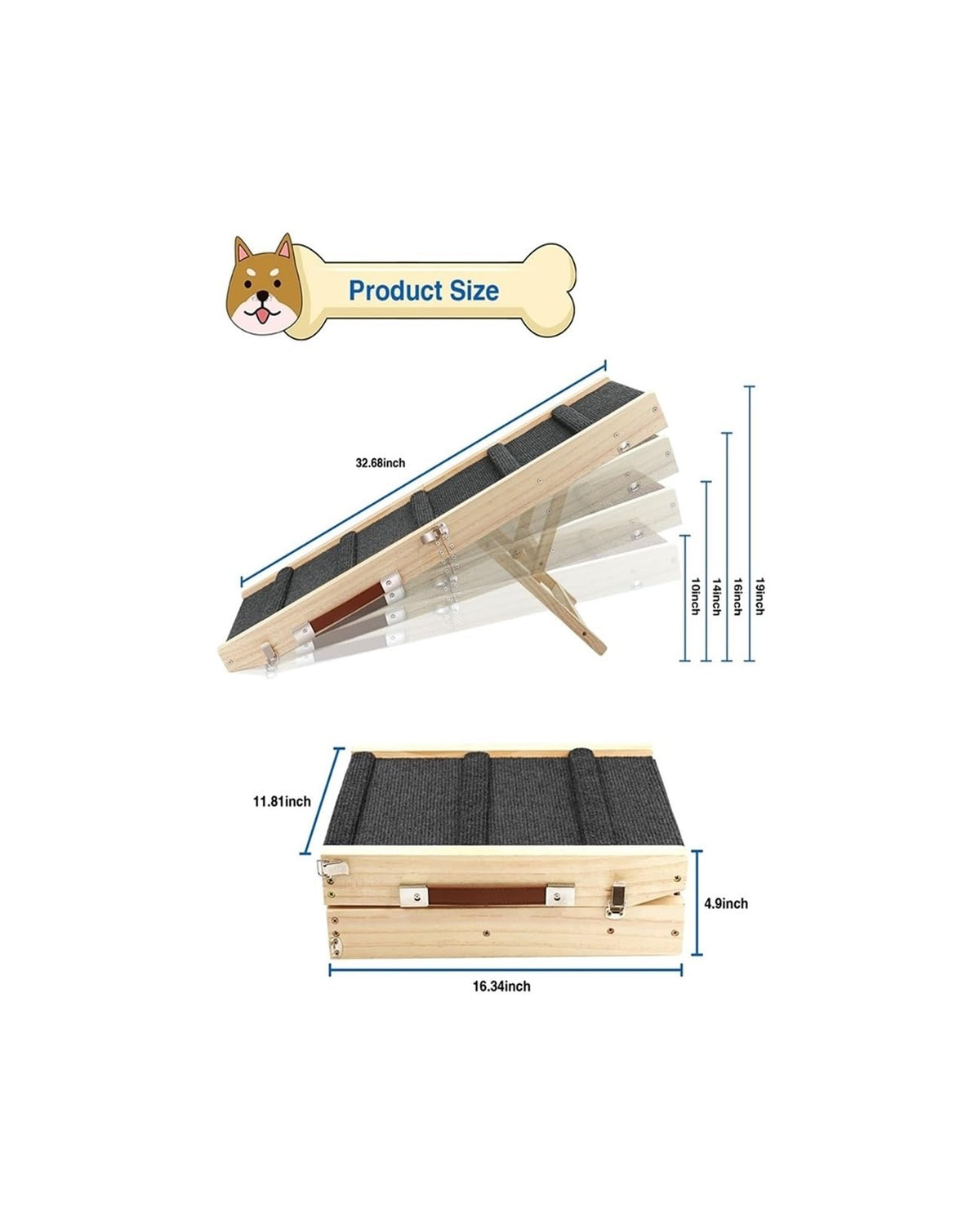 Adjustable Portable Folding Non-Slip Dog Ramp V144