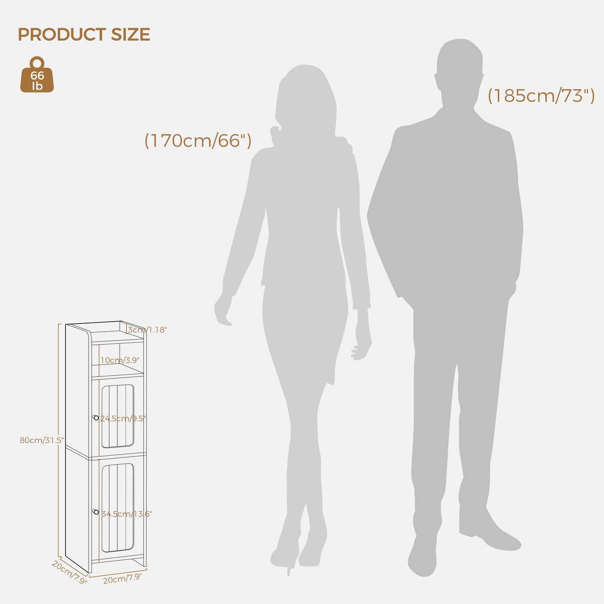 Small 2 Doors Narrow Bathroom Storage Cabinet B456529