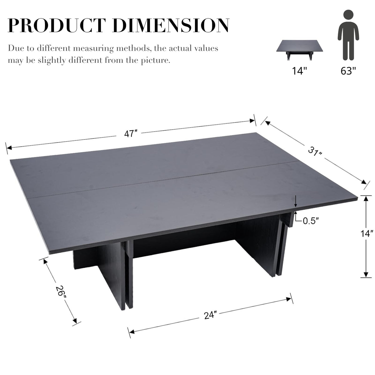 48" Rustic Wood Coffee Table with Geometric Base N420