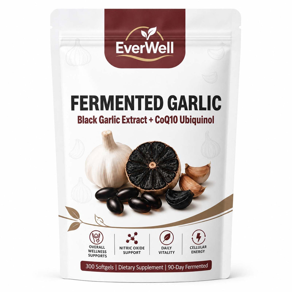 Black Fermented Black Garlic CoQ10 Ubiquinol Softgels V591116
