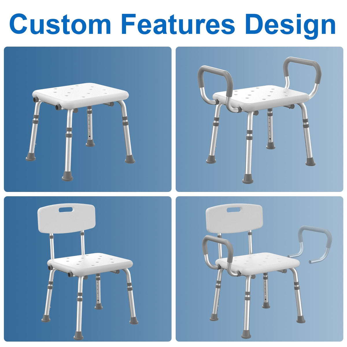 Heavy Duty Height Adjustable Shower Chair with Arms and Back X8425