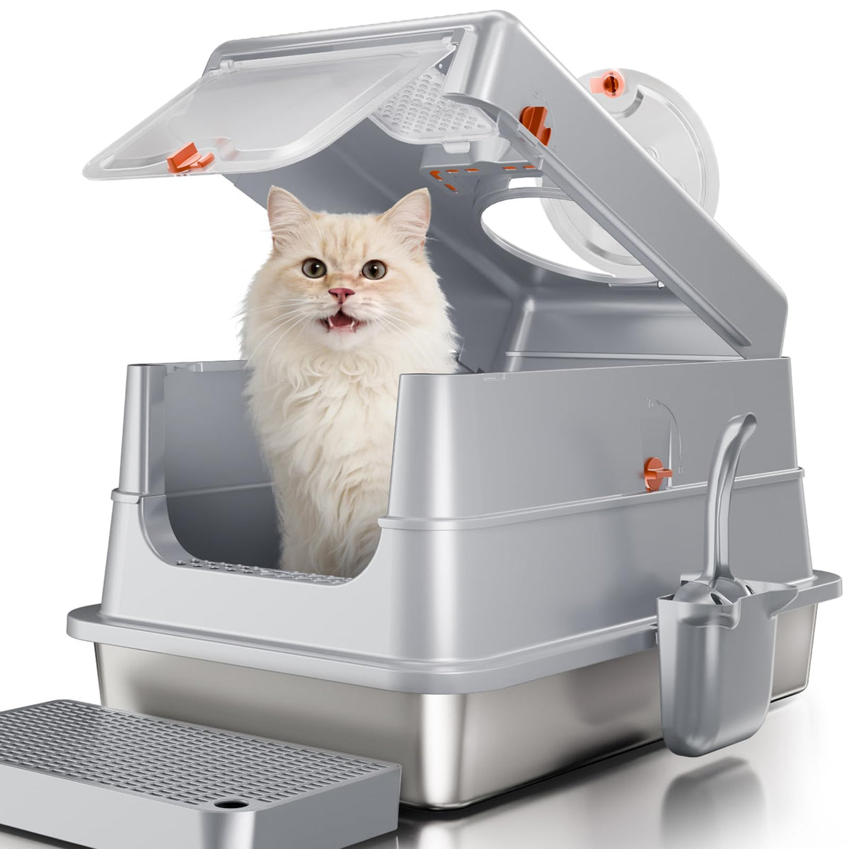 Stainless Steel Extra Large Enclosed Cat Litter Box X3136