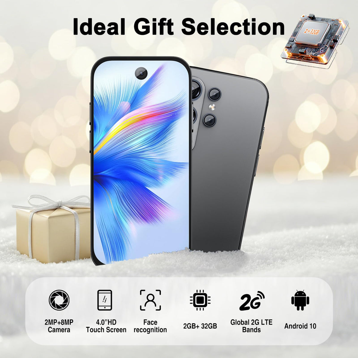Unlocked 2G Mini Smartphone 2GB+32GB 2800Mah 3.0 Inch Dual SIM Black U1638