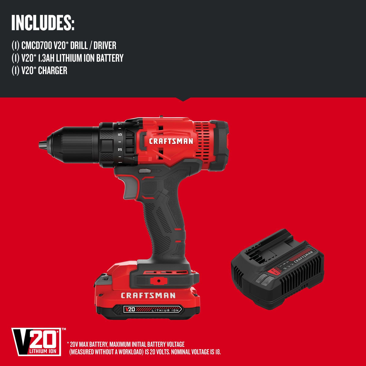 Cordless Drill/Driver Kit, 1/2 inch, Battery and Charger Included F35088
