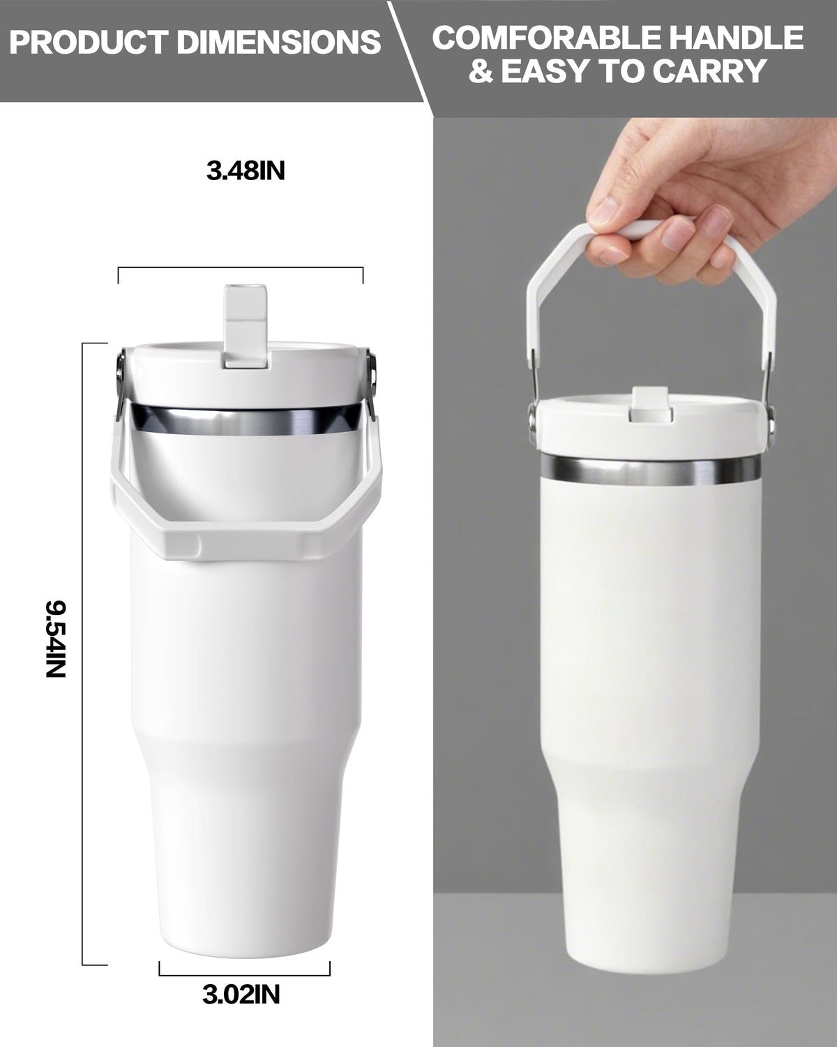 30oz Sublimation Blank Tumbler with Handle and Flip Straw X6037